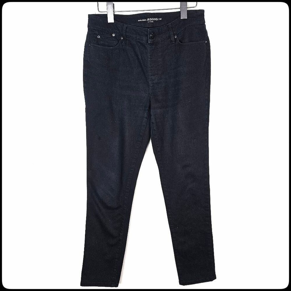 CHICO'S Platinum Jegging Black Wash High Rise Tapered Leg Jeans Size: 0.5 (XS 6)